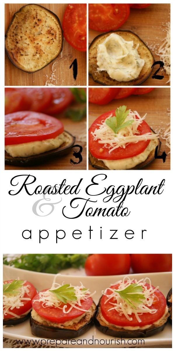 Roasted Eggplant and Tomato Appetizer with garlicky mayo center. 