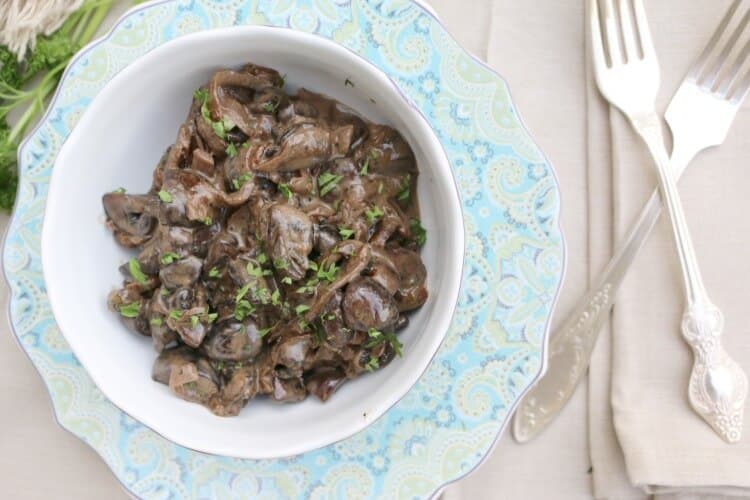 Creamed Mushrooms & Onions in Red Wine Reduction Prepare & Nourish
