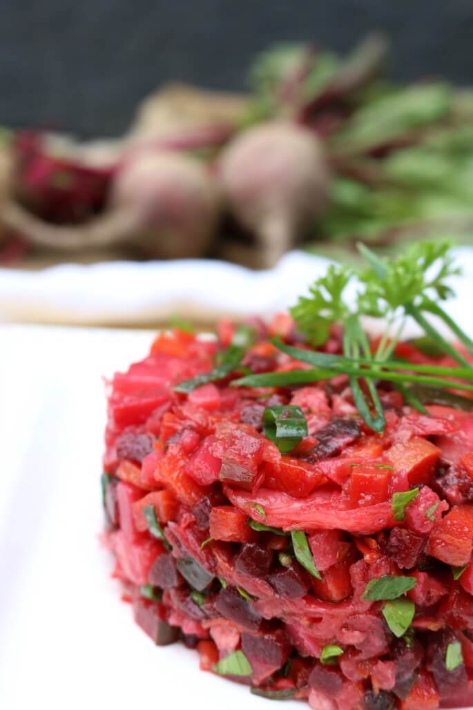 Nourishing Beet Root Vegetable Salad - great for picnics and can be made days in advance. Full of probiotics and nutrition. 