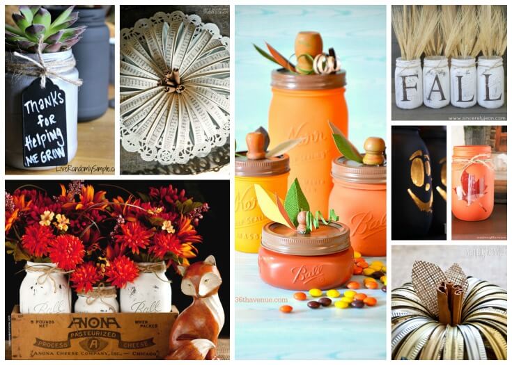 24 Mason Jar Crafts for Fall - use this common kitchen tool for home decor, crafts and gifts.