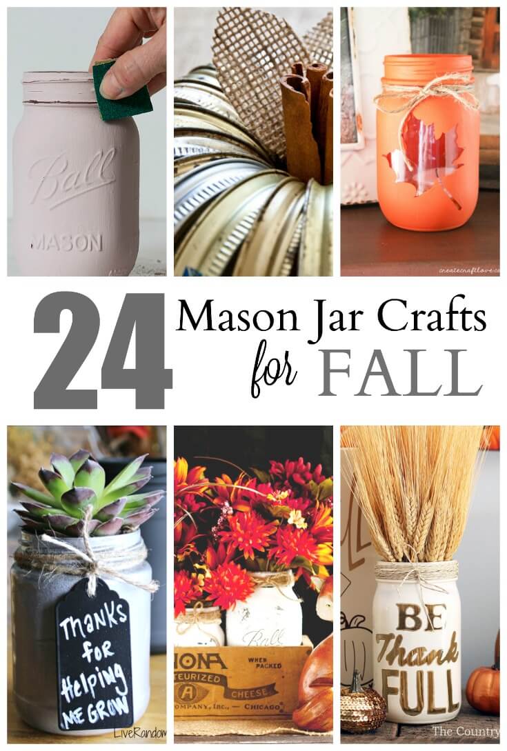 24 Mason Jar Crafts for Fall - use this common kitchen tool for home decor, crafts and gifts.